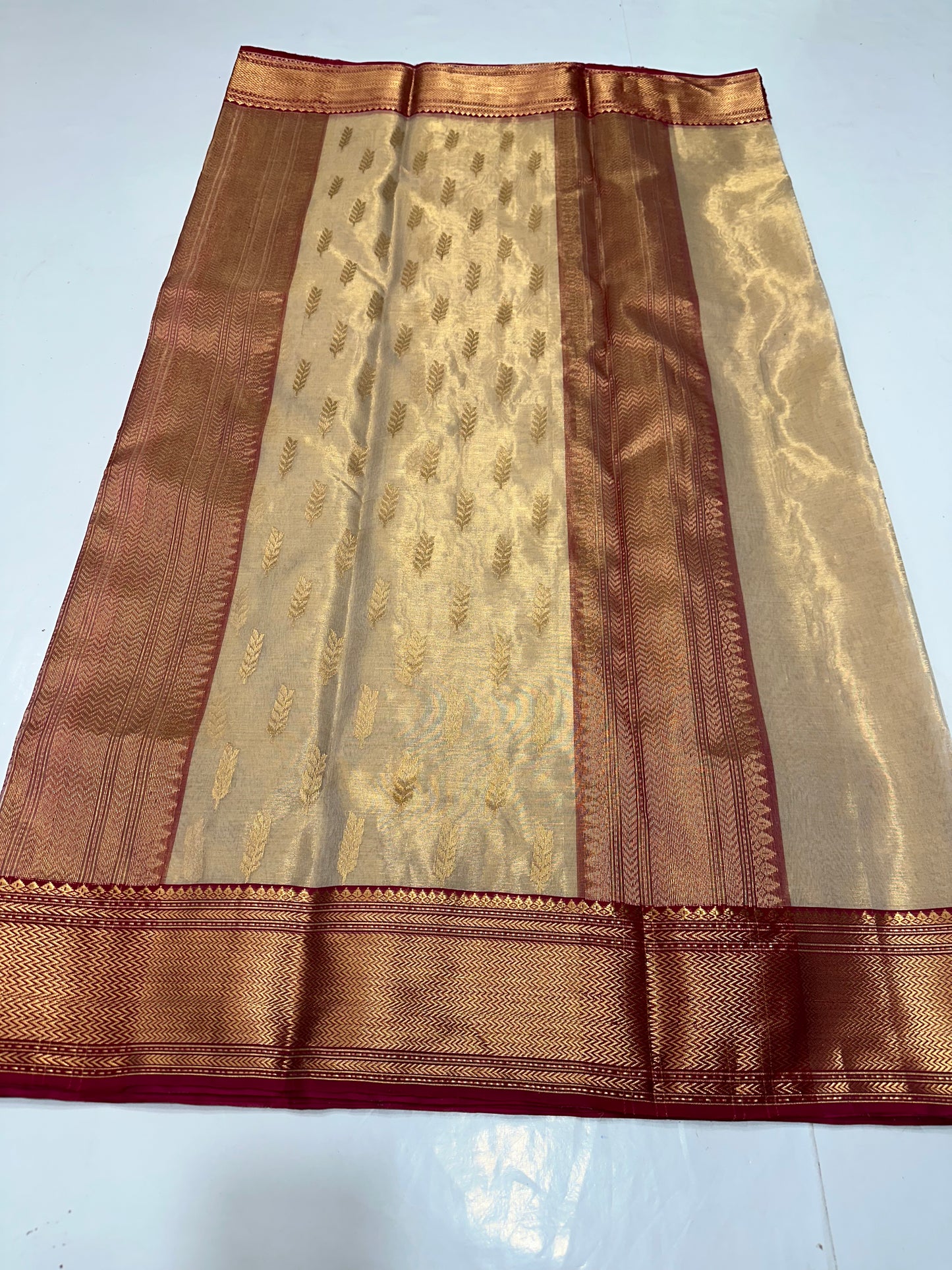 Off white chanderi tissue silk saree