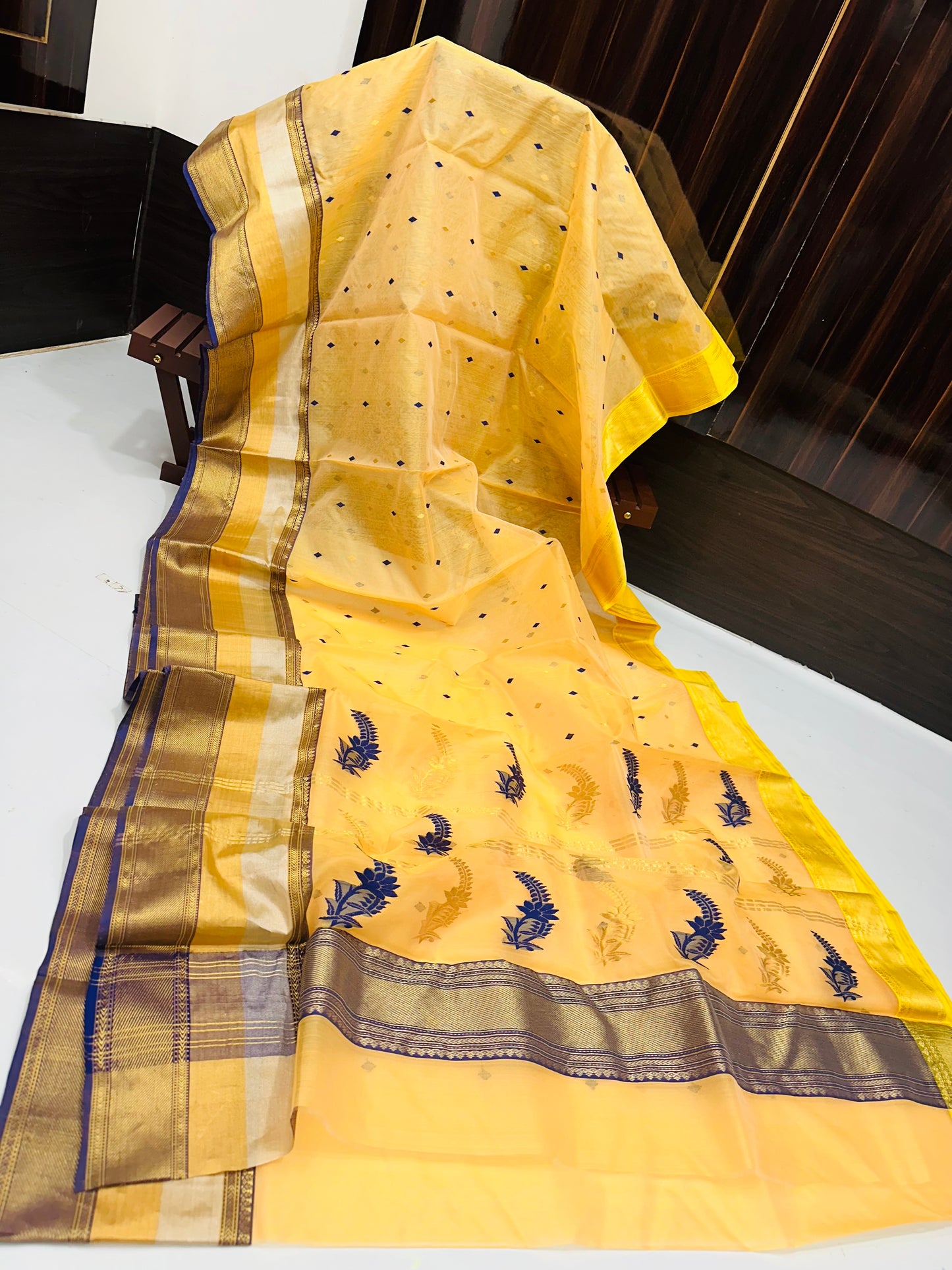 Chanderi pure silk saree rich pallu