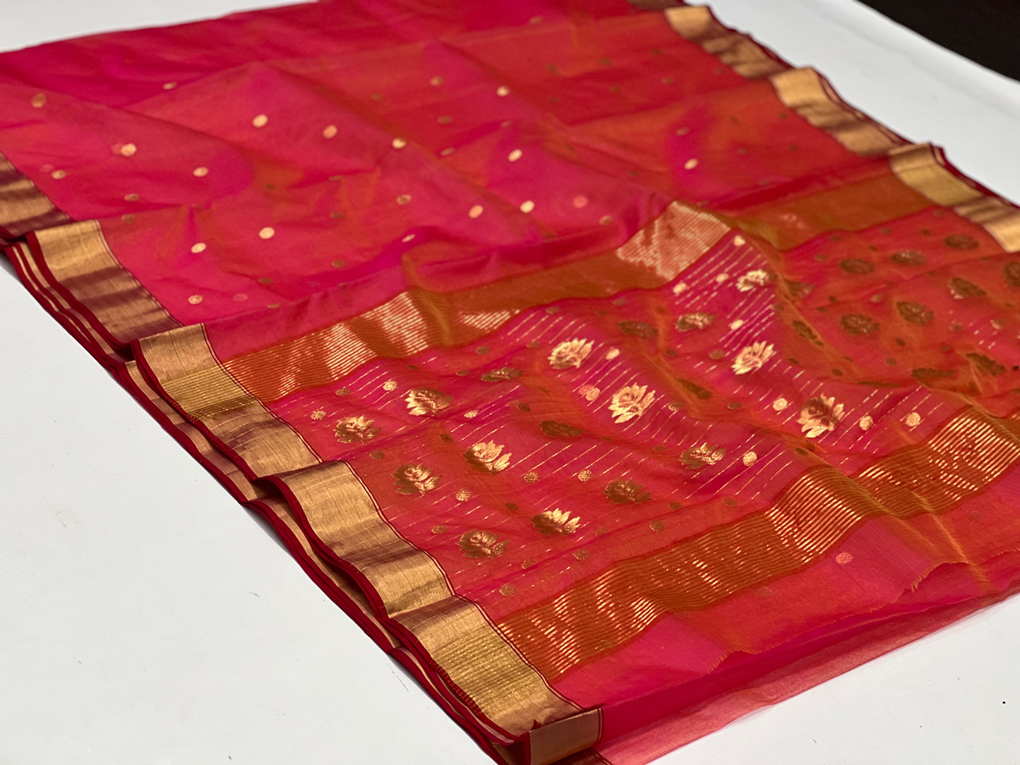 Saded color chanderi silk saree