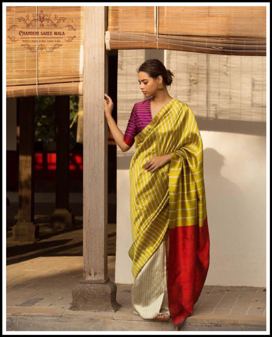 Pure Chanderi fancy silk saree