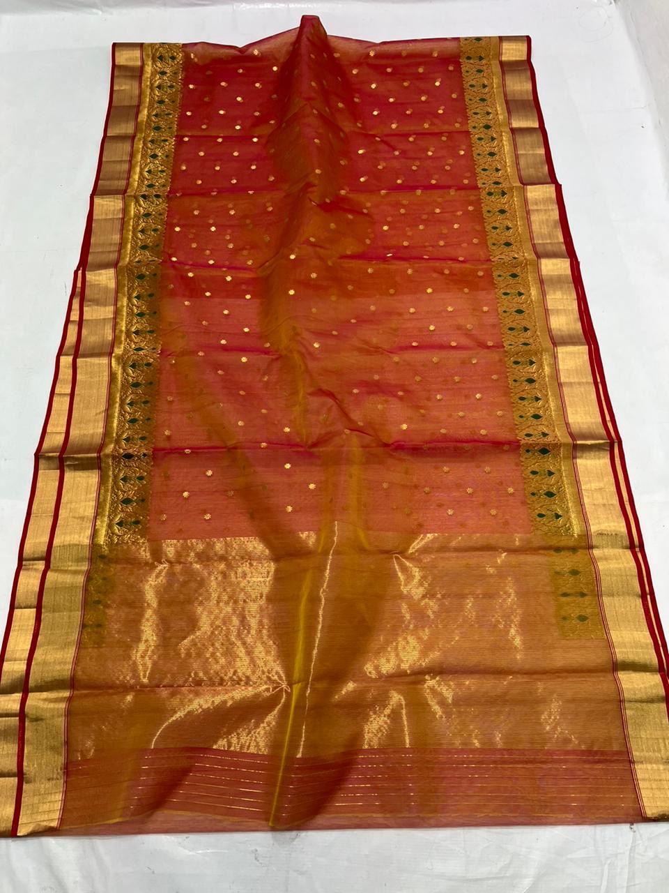 Saded colors mena border saree