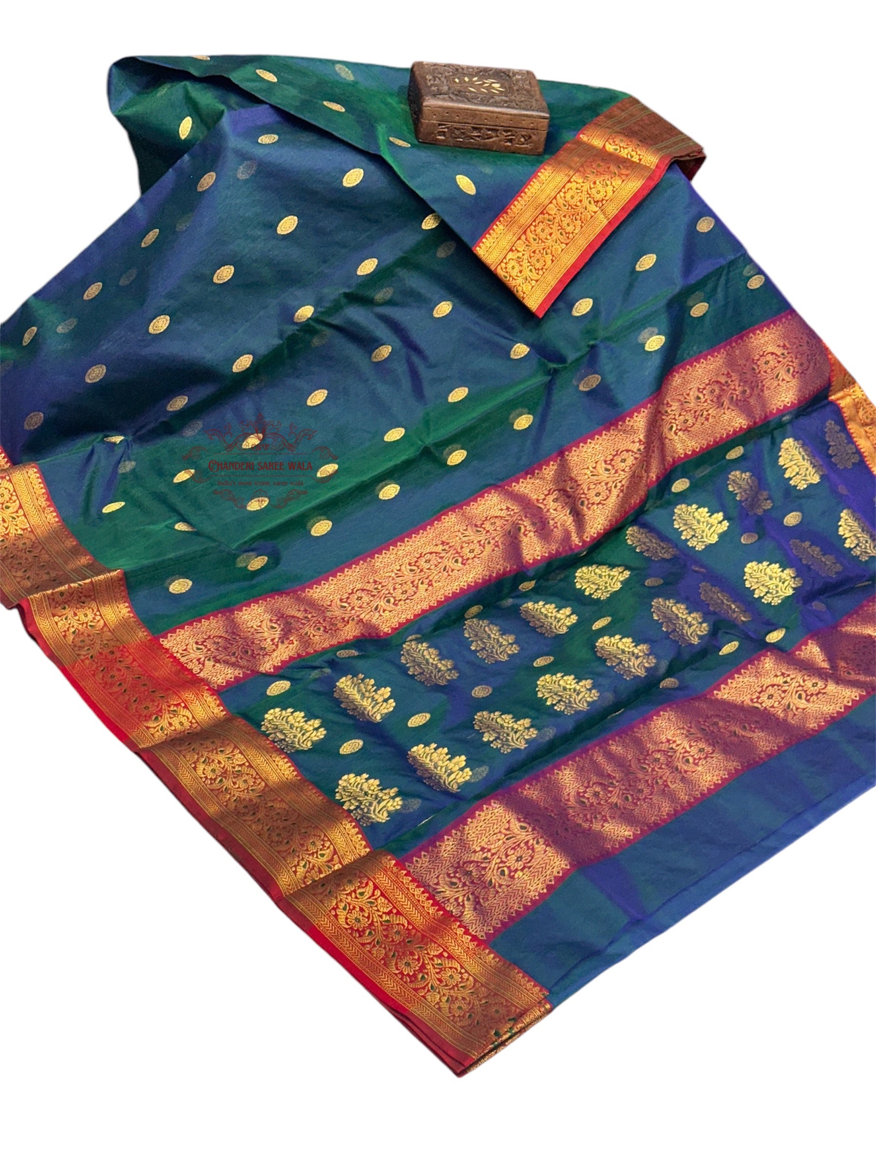 Green saded chanderi saree|Red border|Rich pallu saree Chanderi saree wala