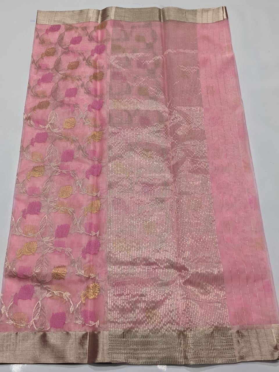 Pink all over jaal saree