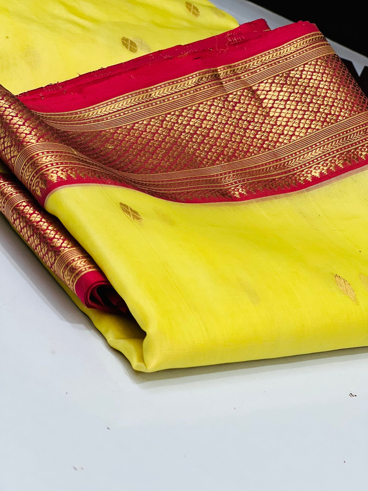 YELLOW CHANDERI SILK SAREE