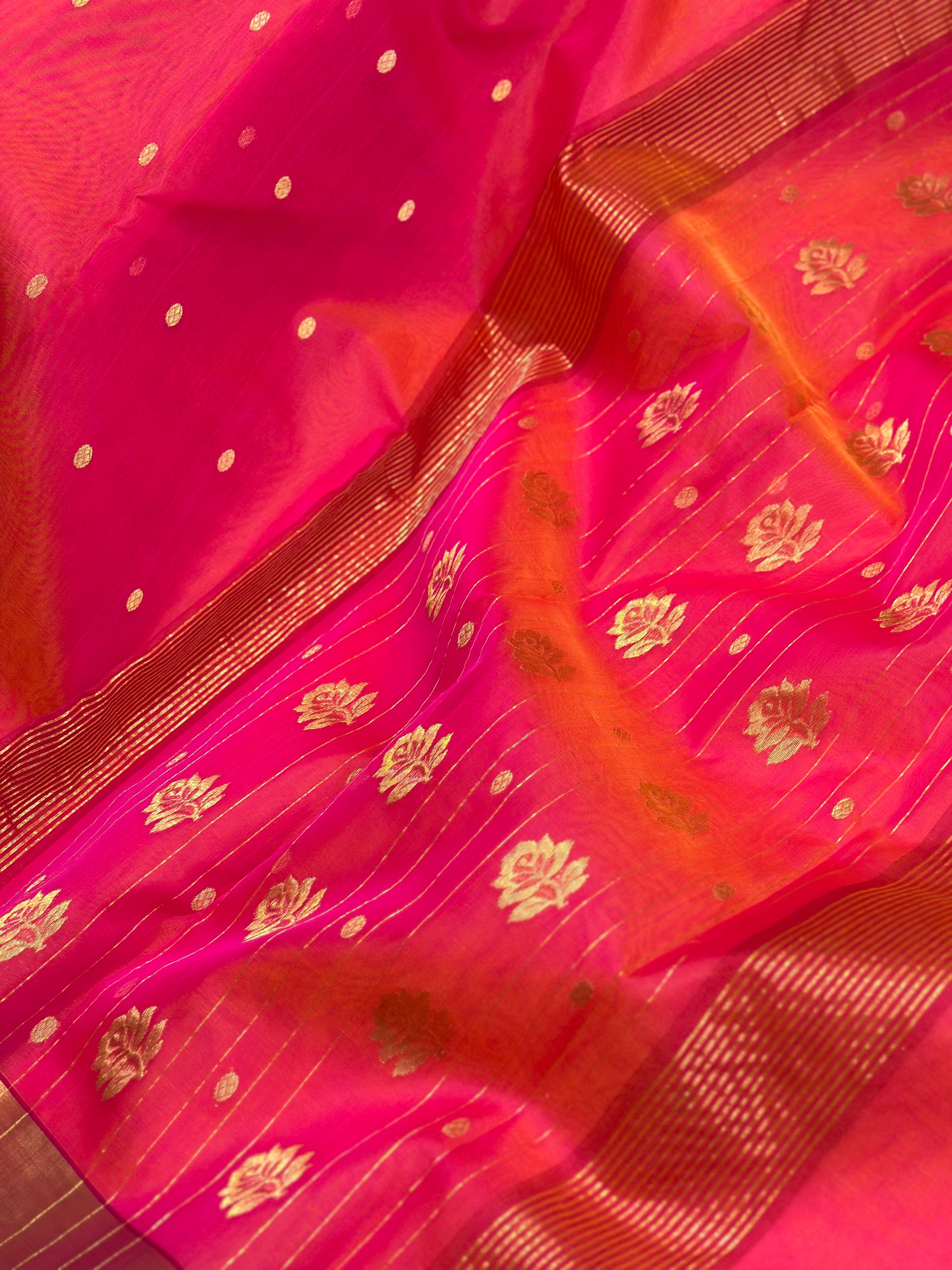 Saded color chanderi silk saree|Rani pink colour saree|pure silk saree Chanderi saree wala