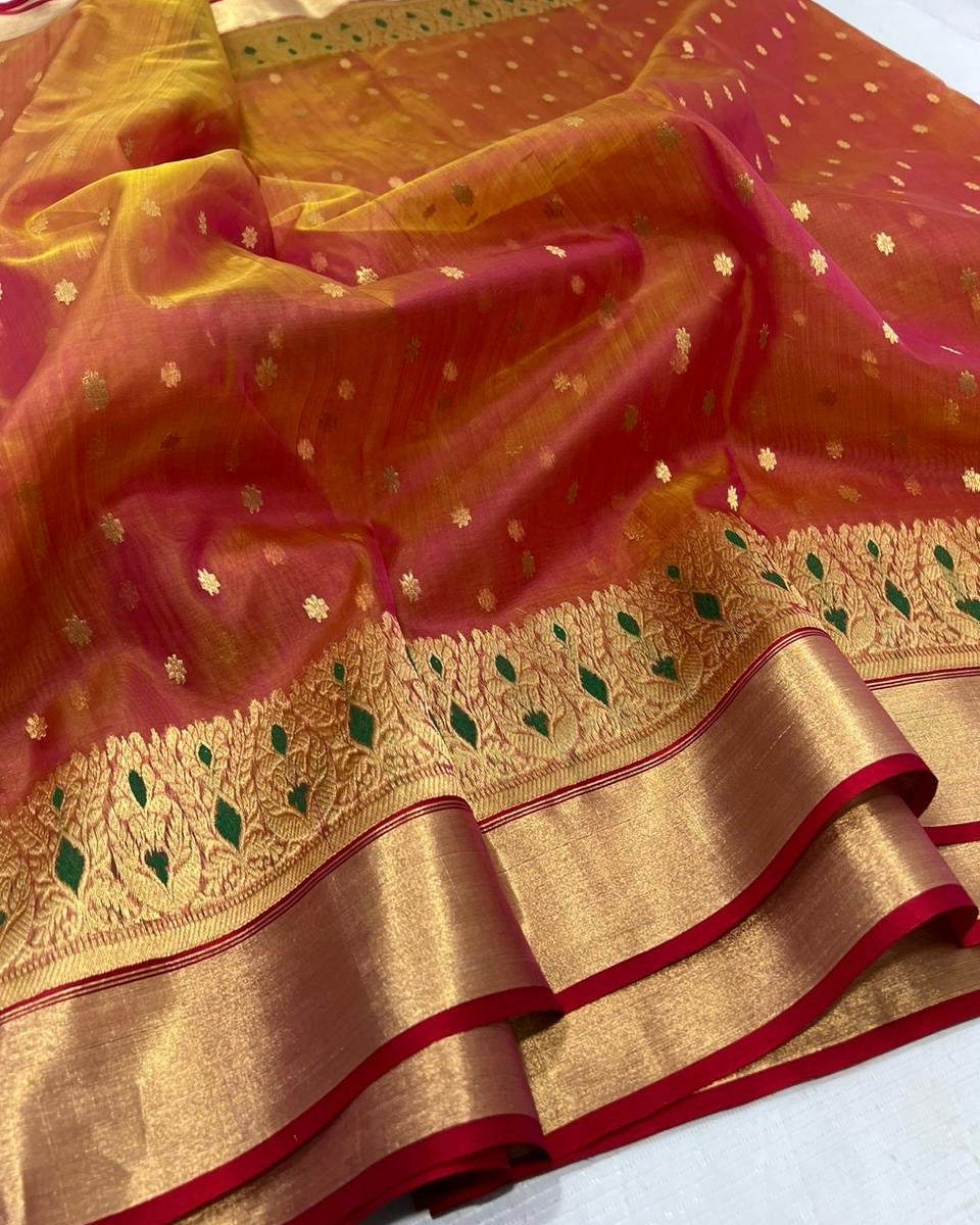 Saded colors mena border saree