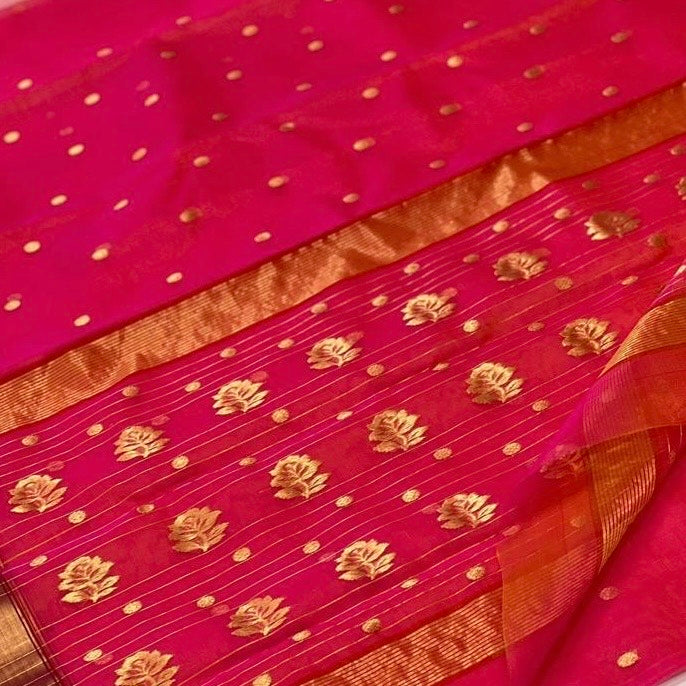 Saded color chanderi silk saree