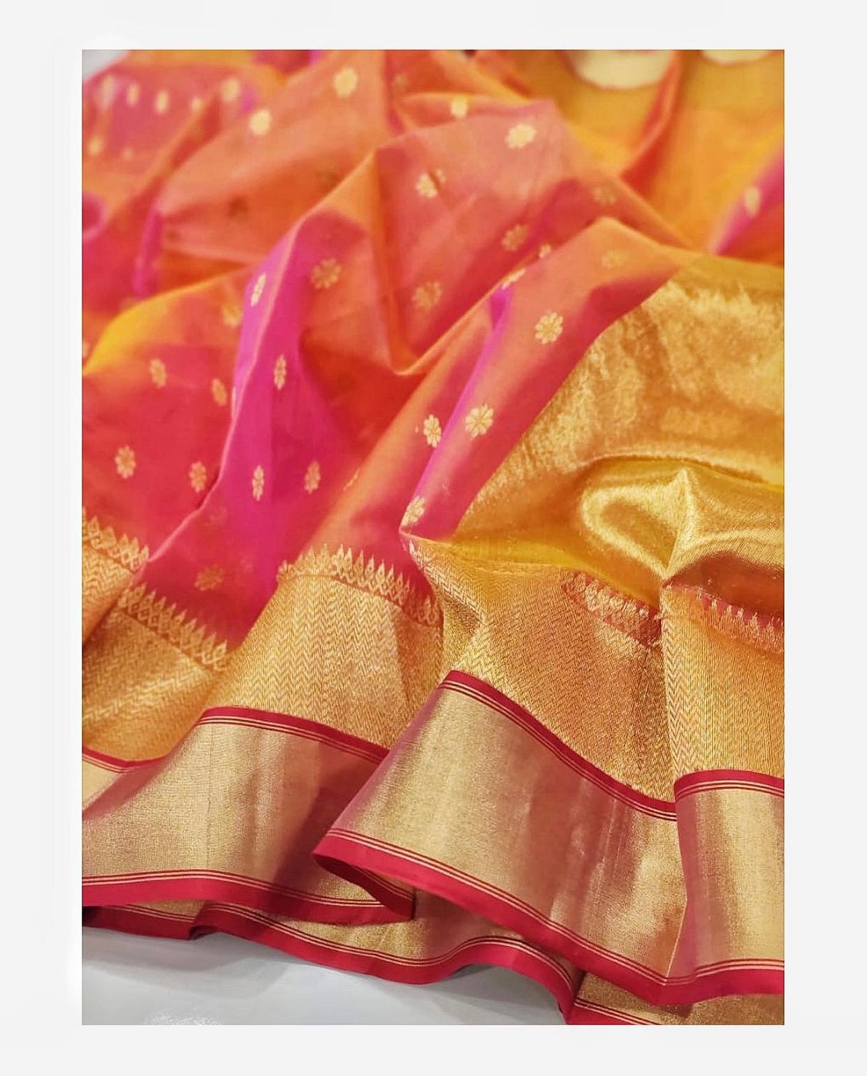 Chanderi saded colour all over bute saree