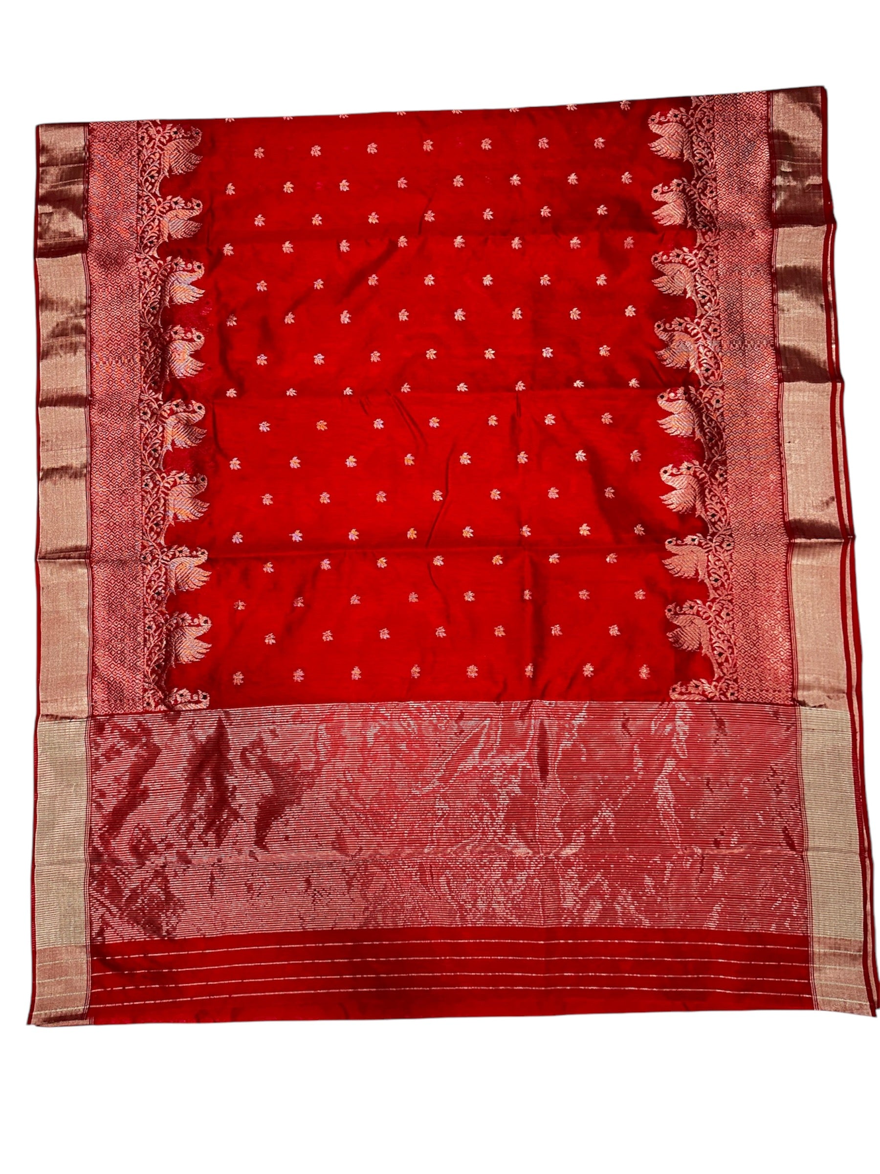 Red colour silver zare border chanderi saree Chanderi saree wala