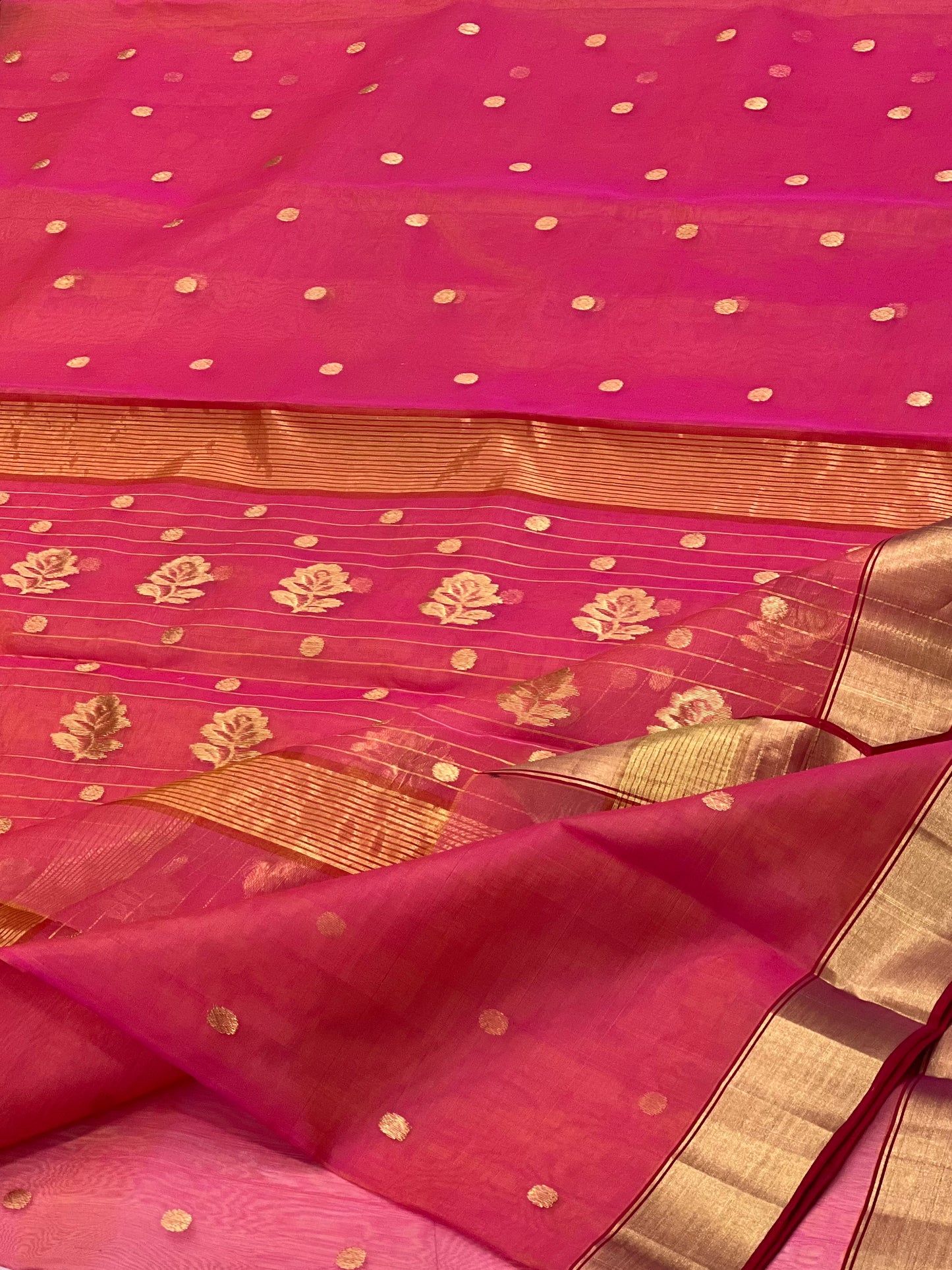 Saded color chanderi silk saree