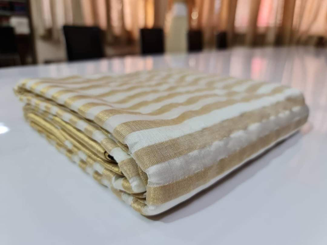 Graceful Gold Striped Chanderi Silk Saree