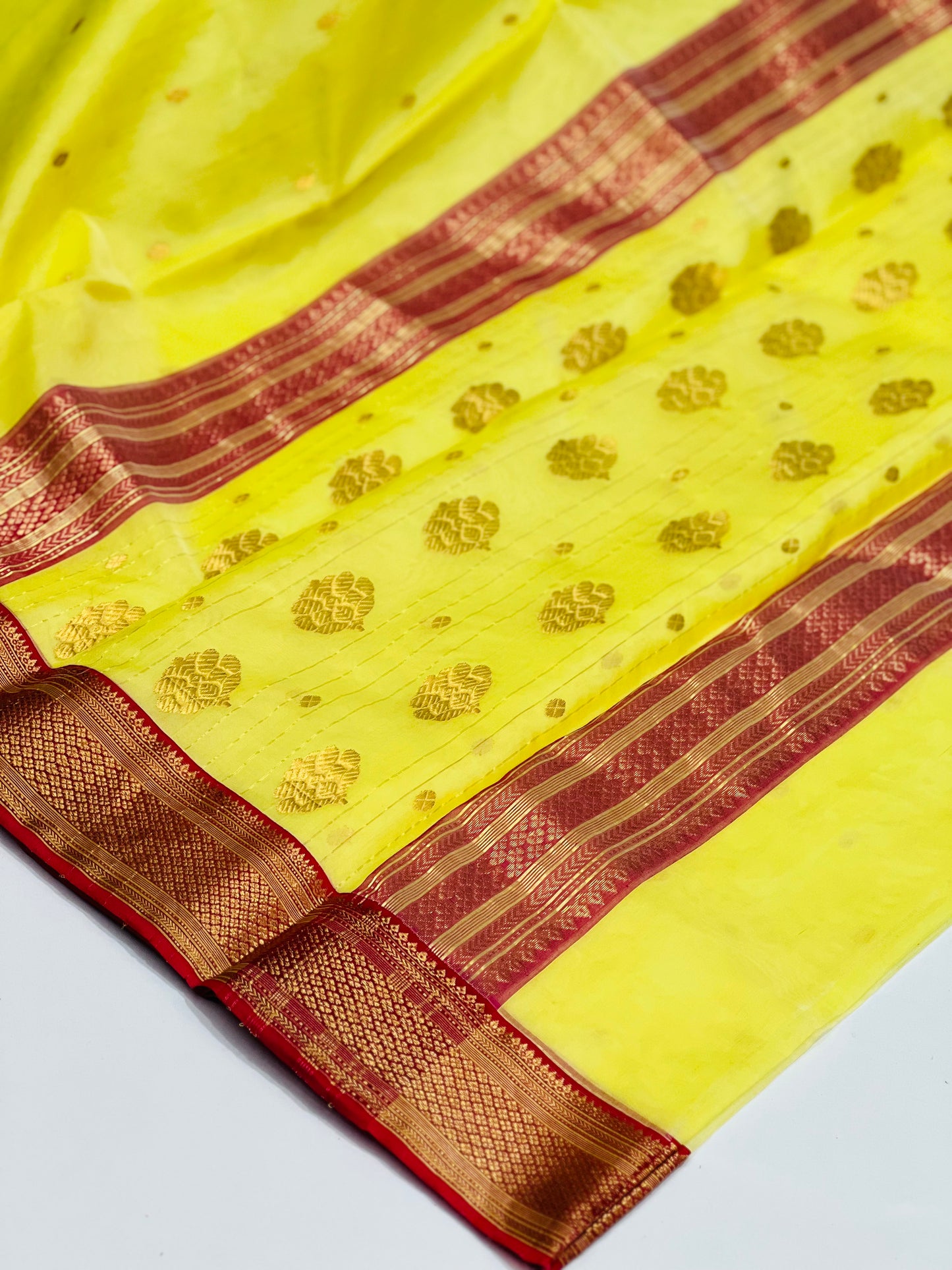 YELLOW CHANDERI SILK SAREE