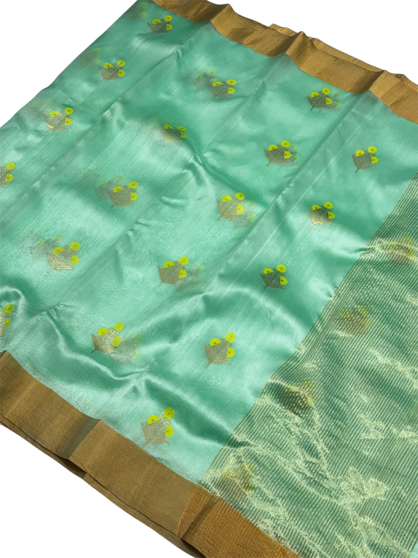 Sky blue mena motif chanderi silk saree