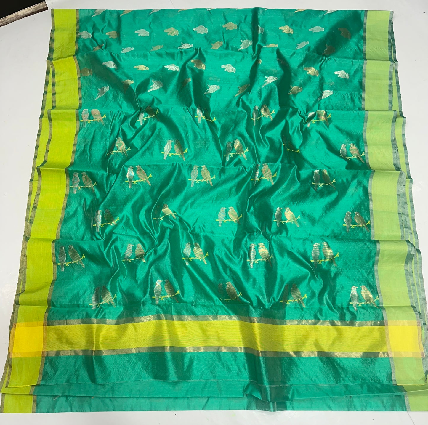 Birds motif chanderi silk saree