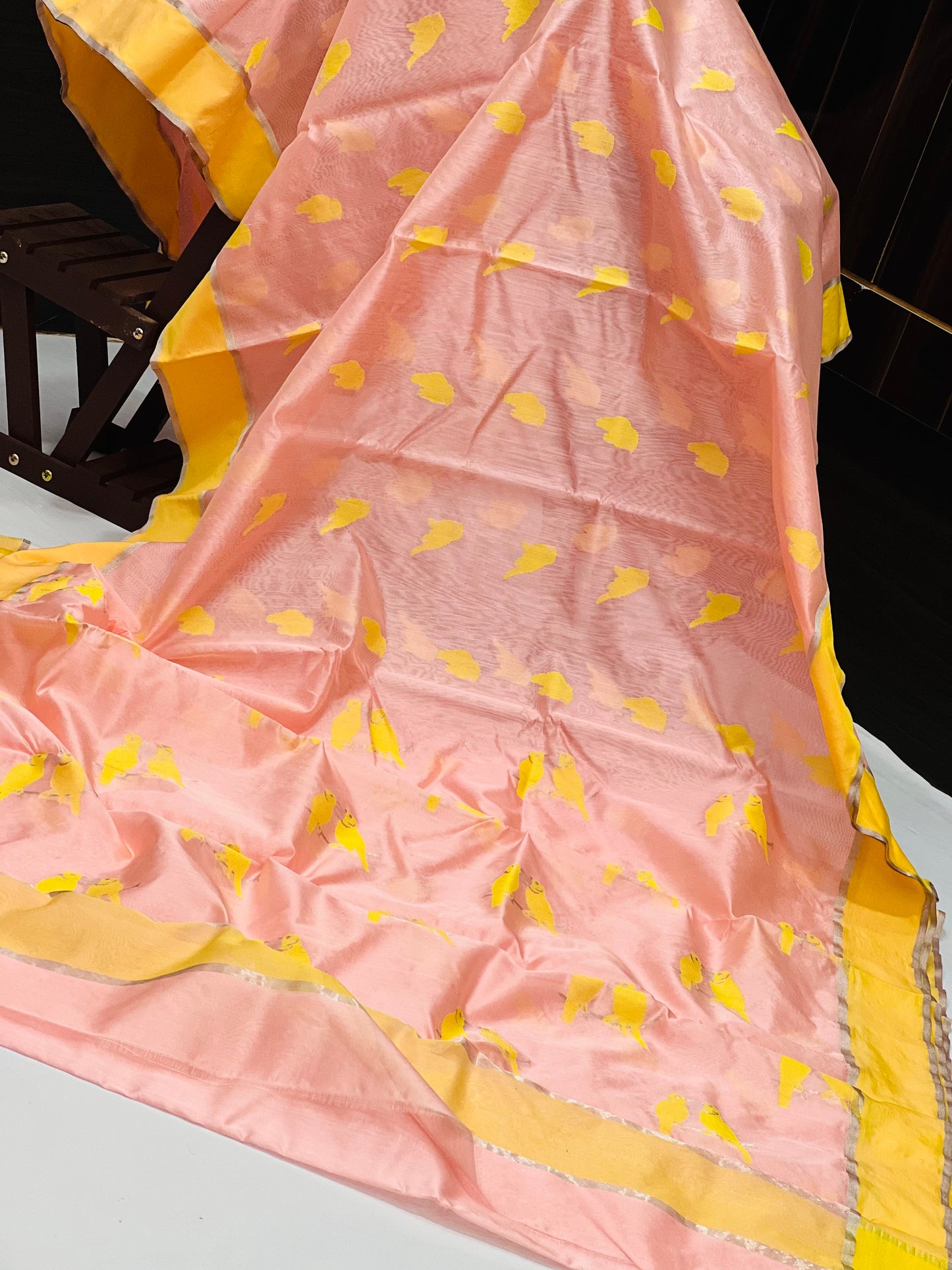 Birds motif chanderi silk saree