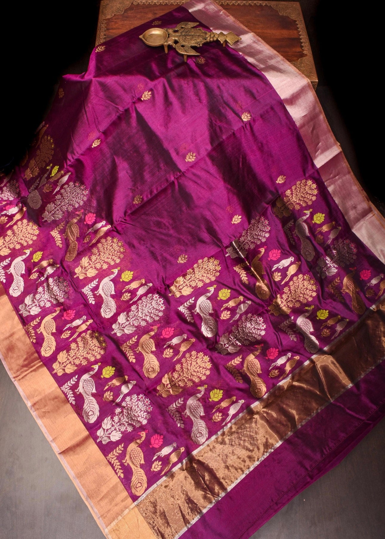 Chanderi handwoven silk saree Chanderi saree wala