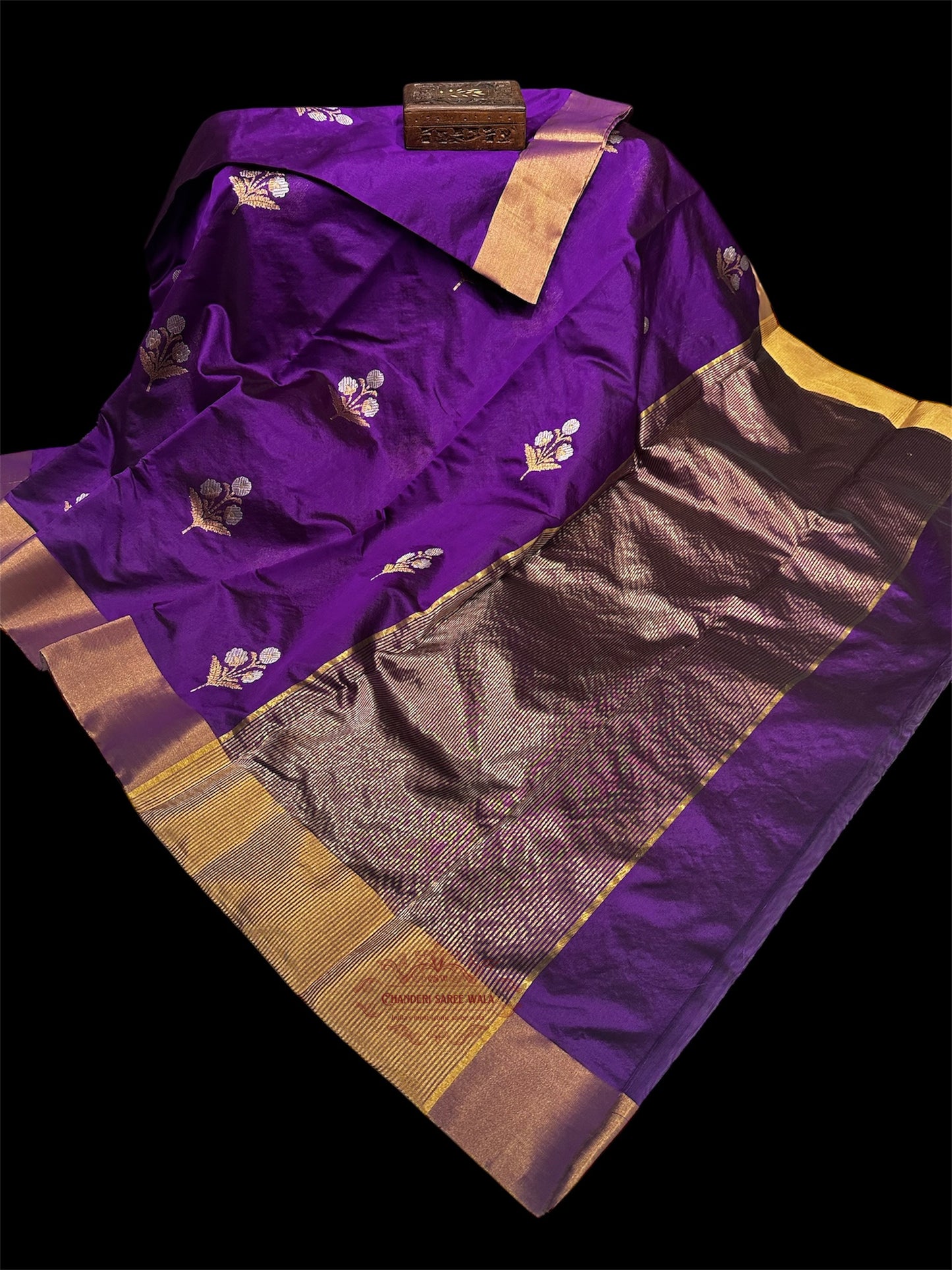 Purple chanderi pure pattu silk saree|Mena motif Chanderi saree wala