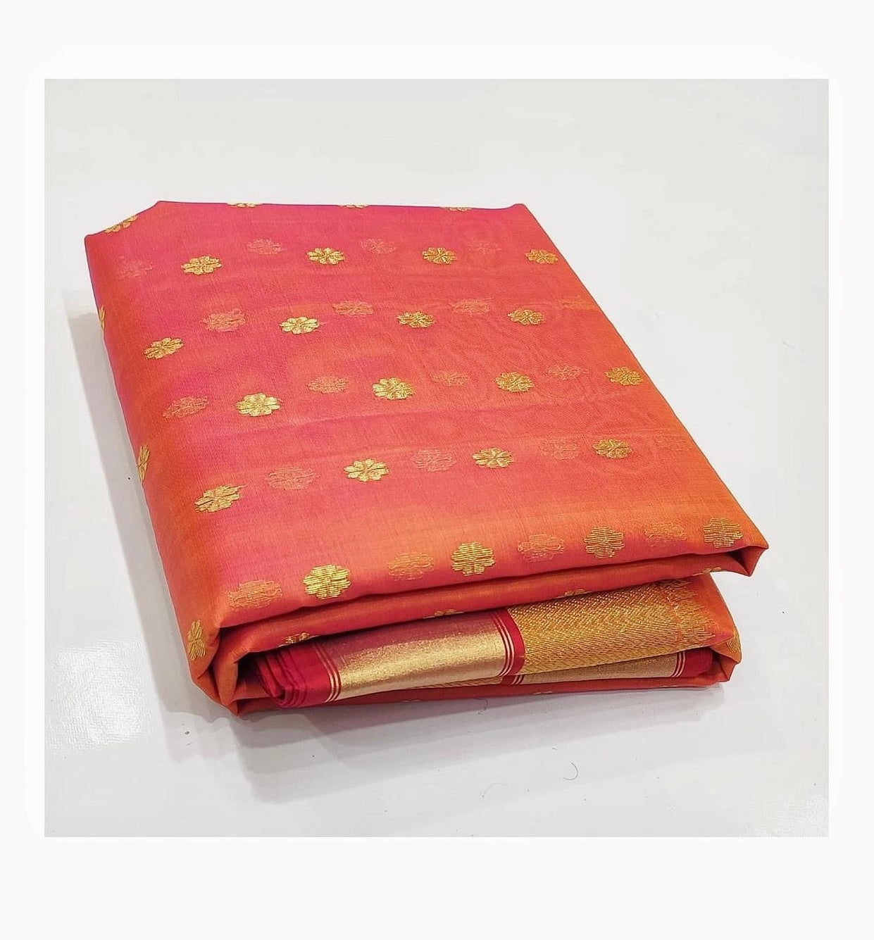 Chanderi saded colour all over bute saree