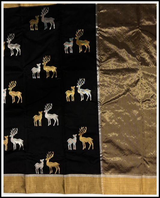 Black chanderi silk sarees