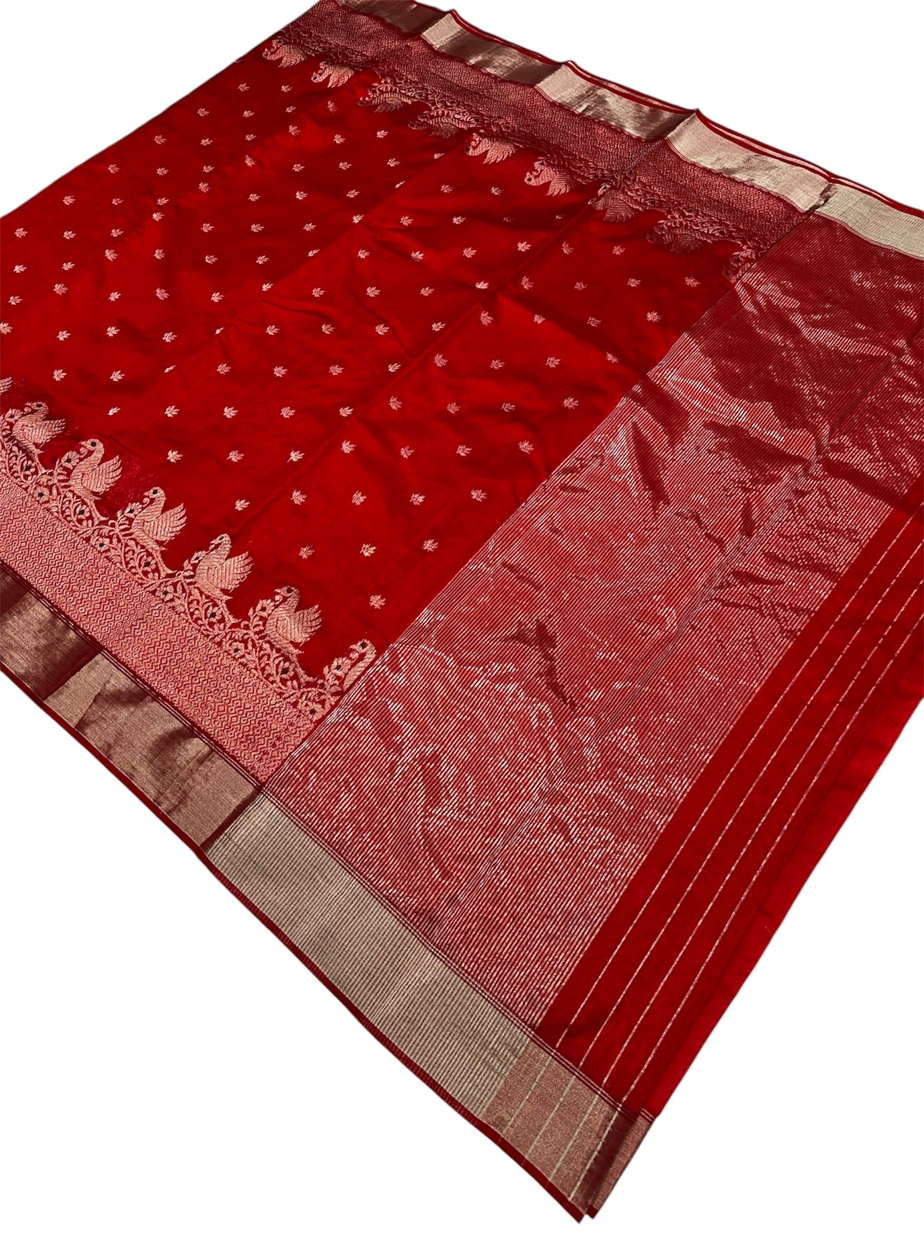 Red colour silver zare border chanderi saree Chanderi saree wala