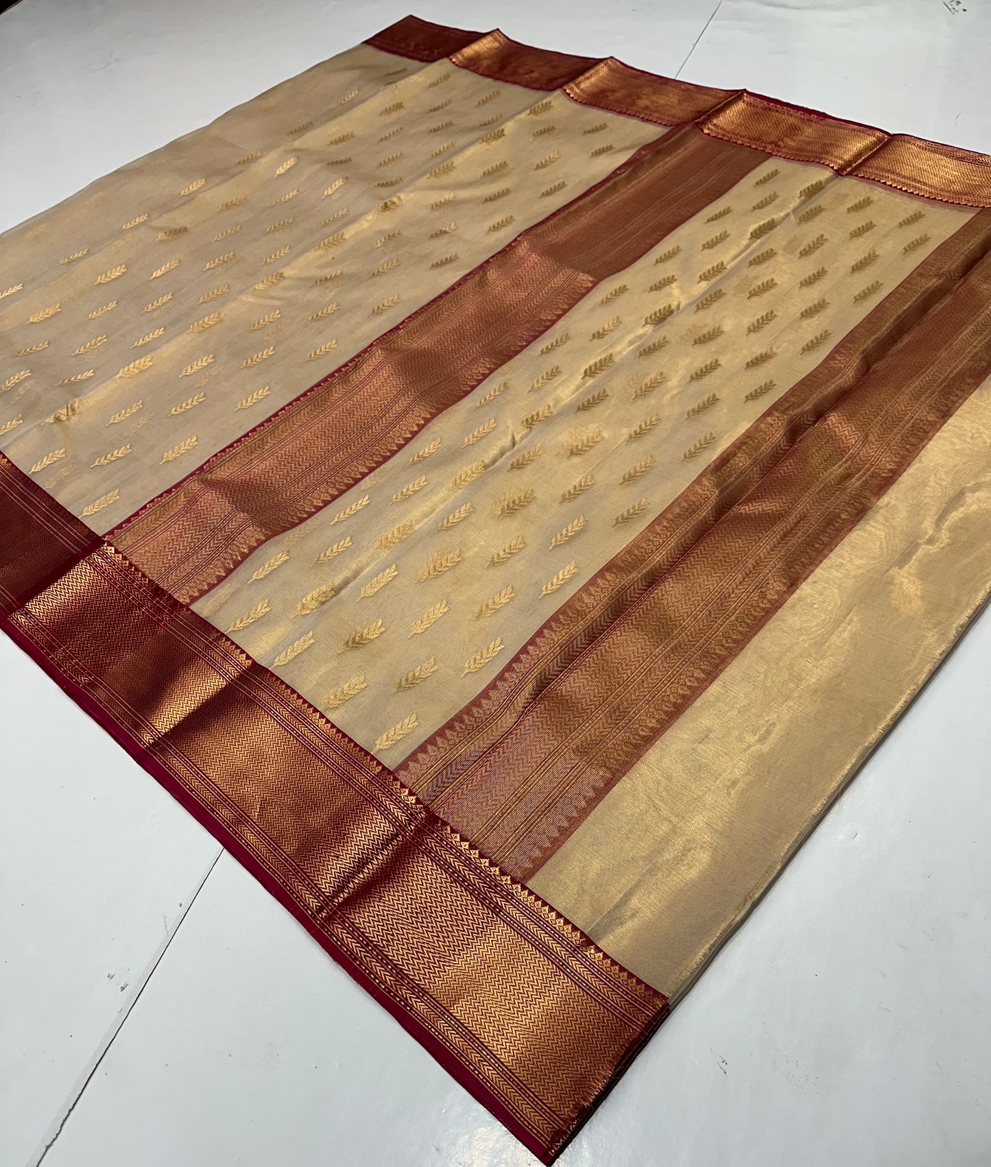 Off white chanderi tissue silk saree