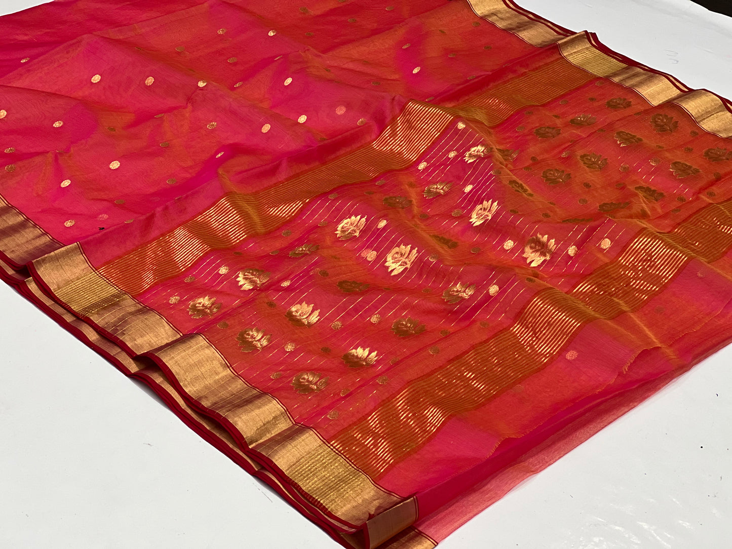 Saded color chanderi silk saree