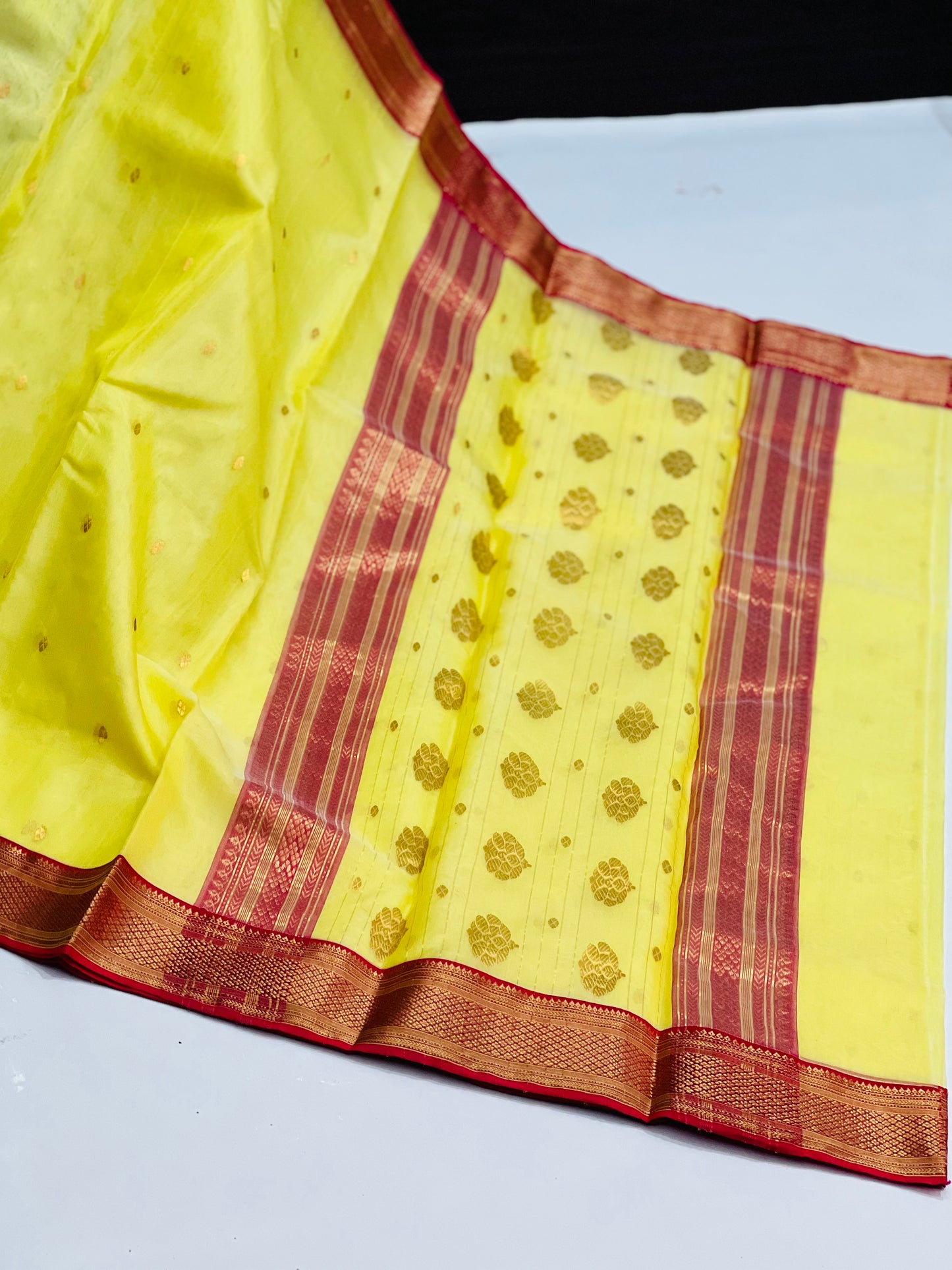 YELLOW CHANDERI SILK SAREE