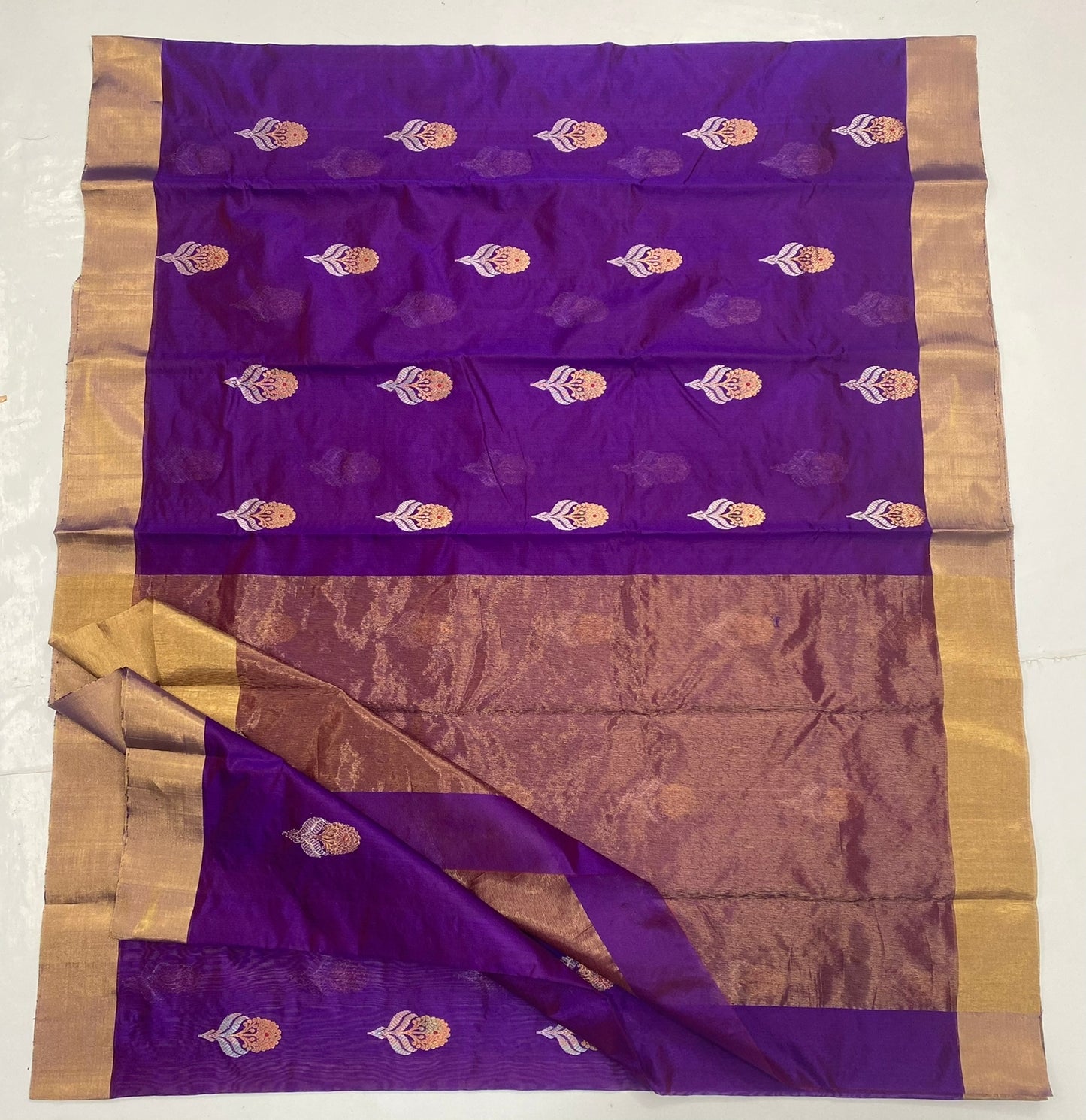 Purple colour pure silk saree