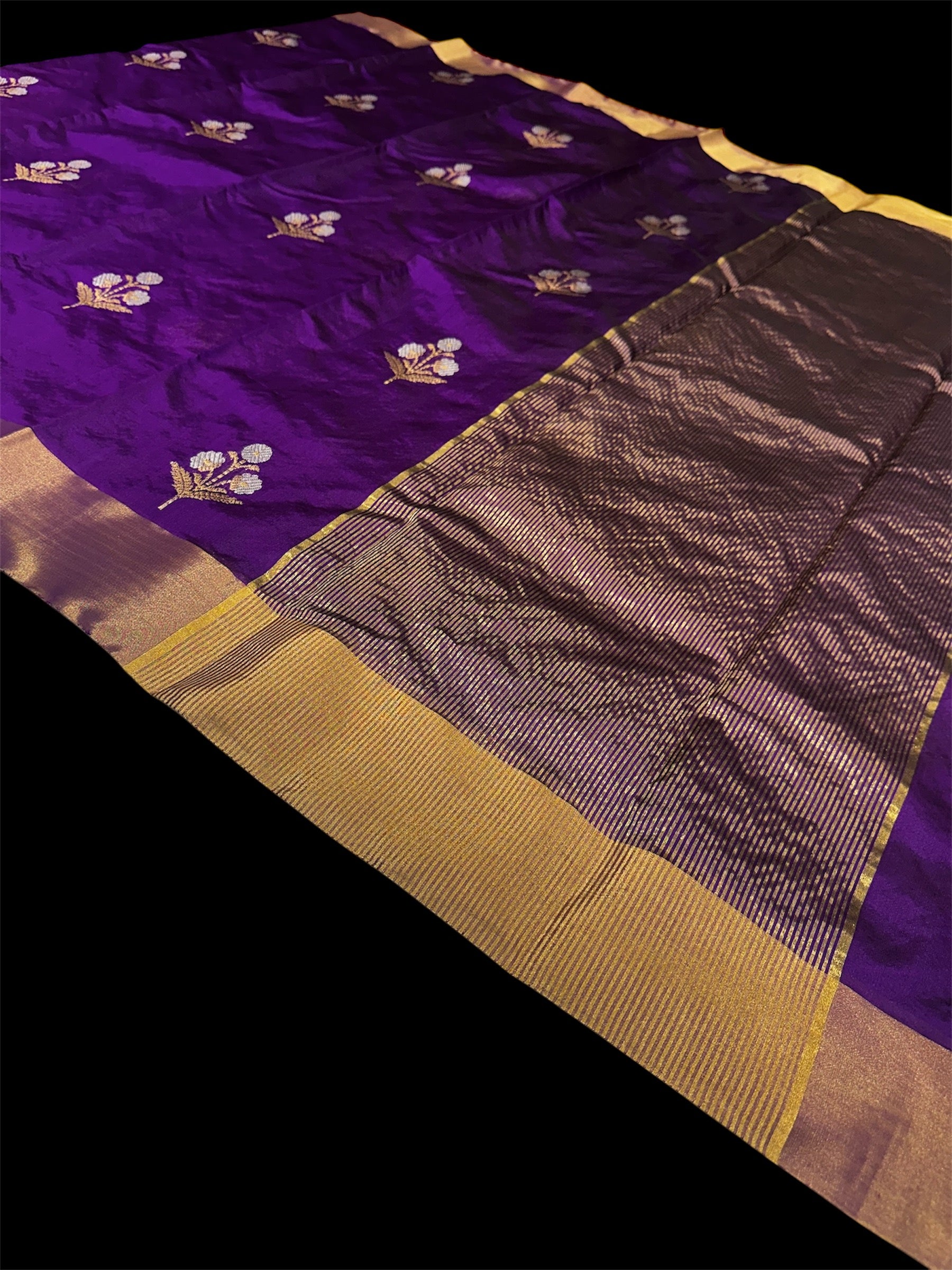 Purple chanderi pure pattu silk saree|Mena motif Chanderi saree wala