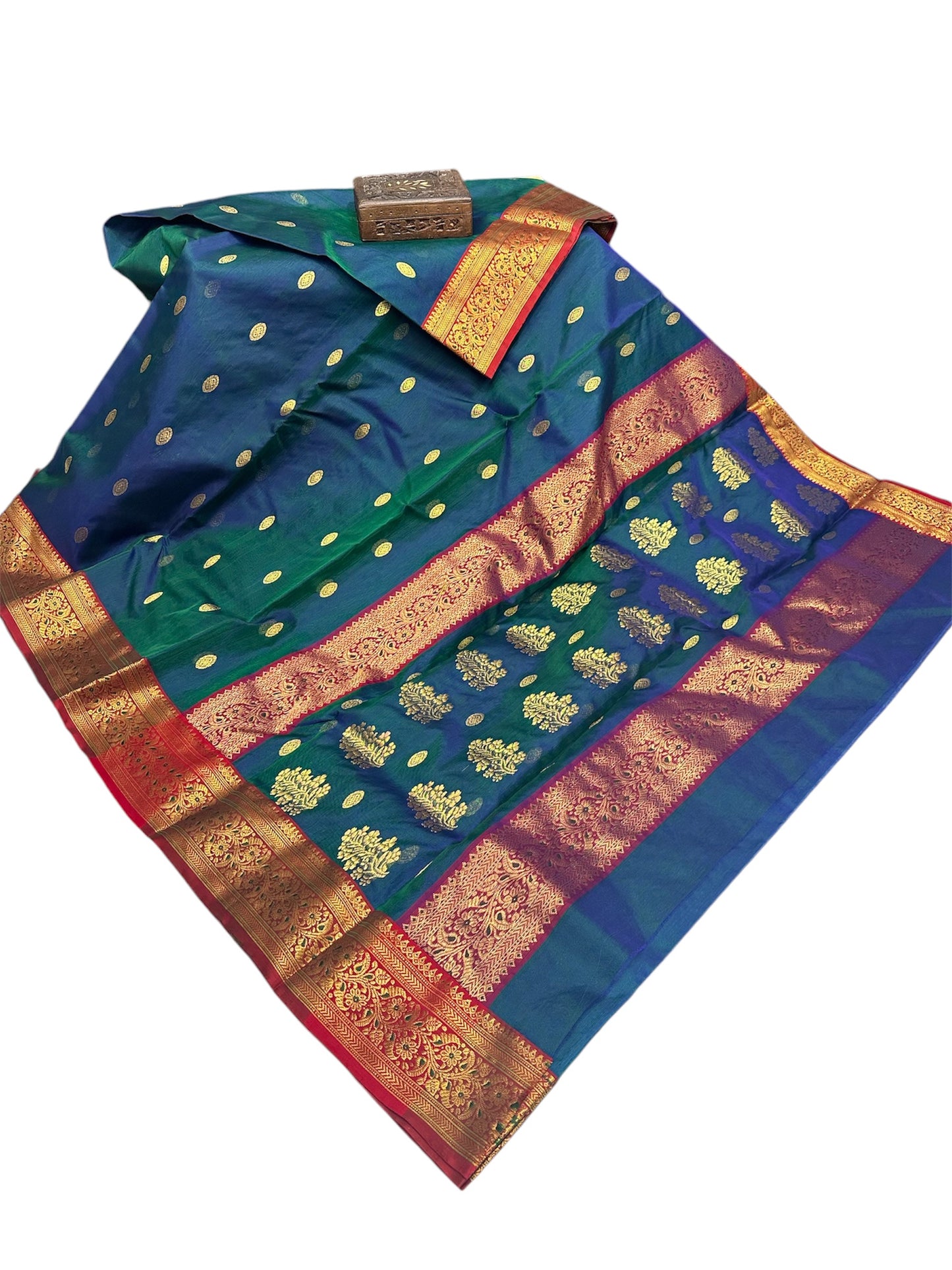 Green saded chanderi saree|Red border|Rich pallu saree Chanderi saree wala