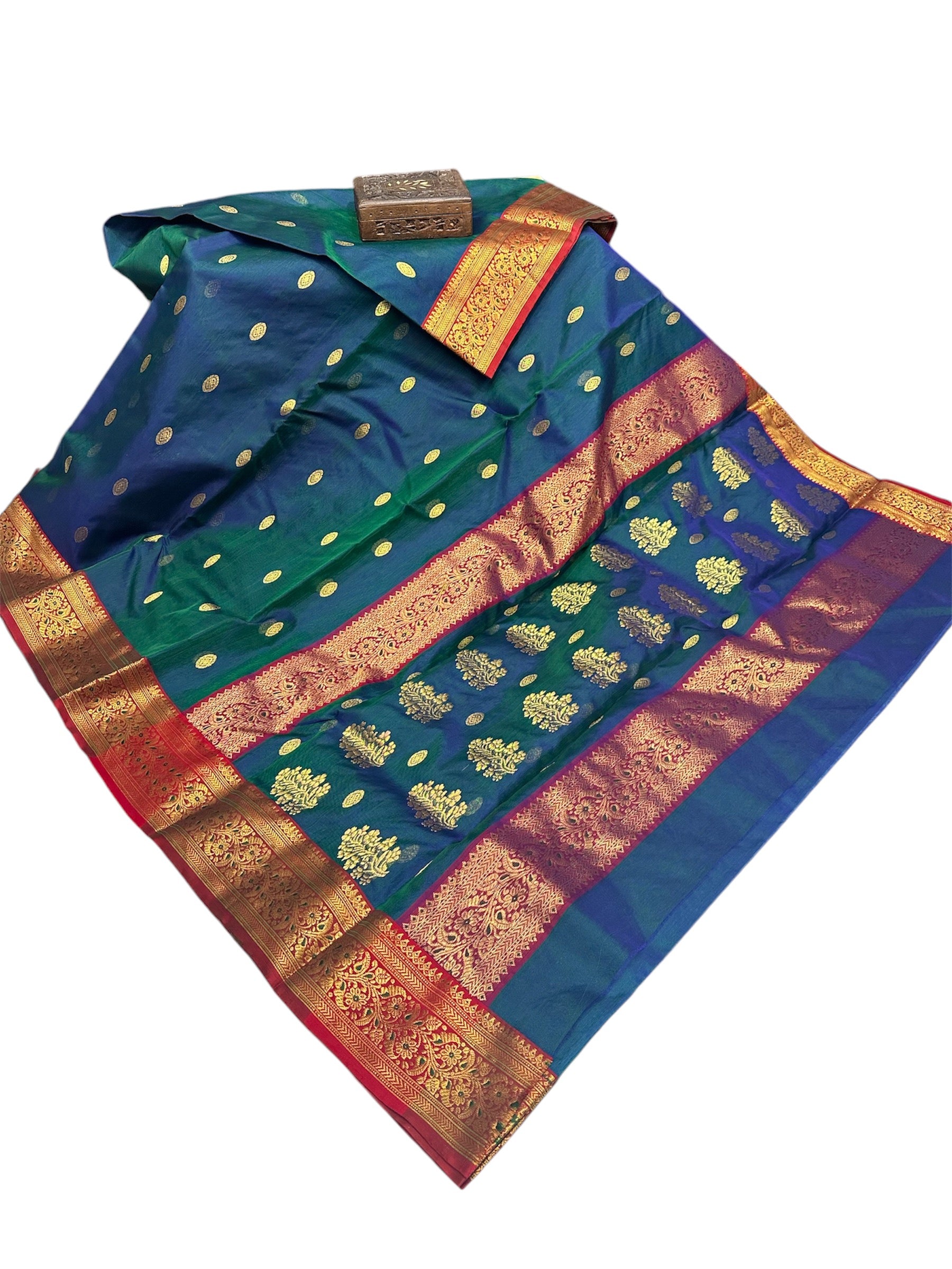 Green saded chanderi saree|Red border|Rich pallu saree Chanderi saree wala