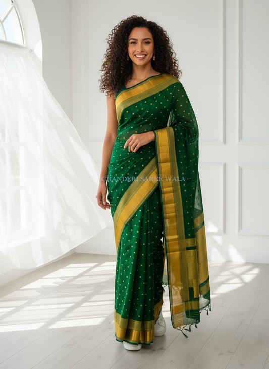 Green chanderi pure silk saree