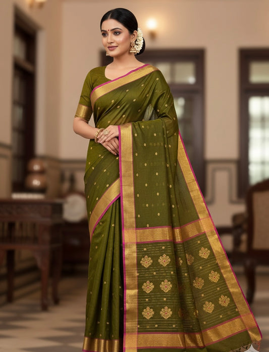 Chanderi katan silk saree