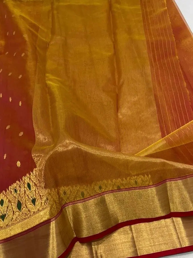 Saded colors mena border saree Chanderi saree wala