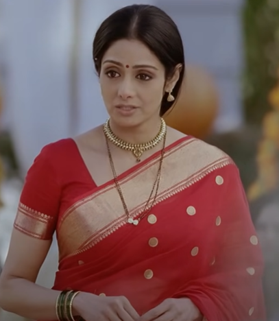 Sridevi in Red Chanderi Saree