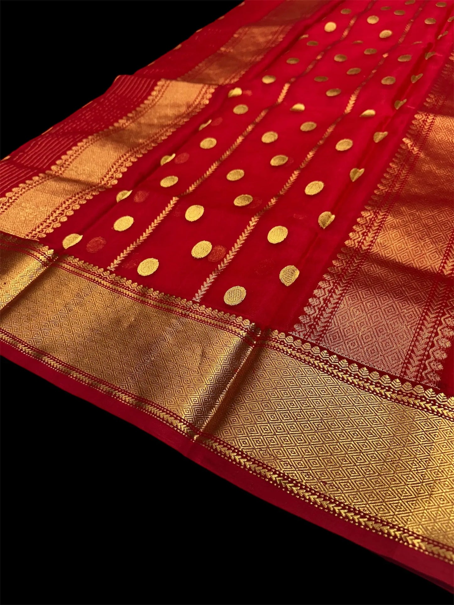 Shri Devi chanderi red saree|handwoven pure silk saree|golden zare border Chanderi saree wala