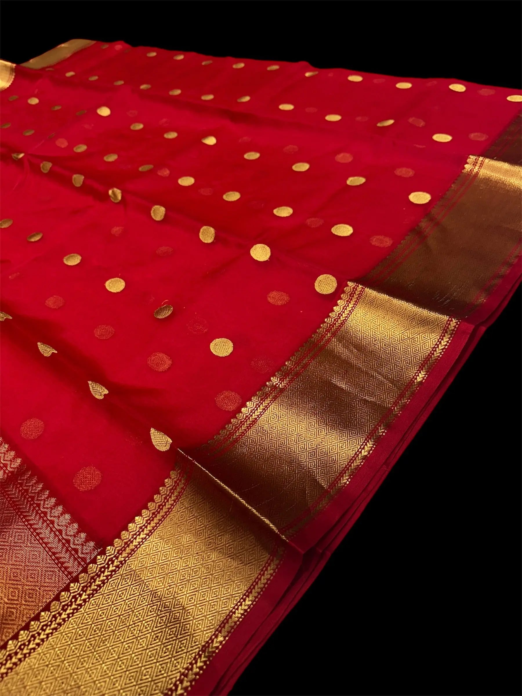 Shri Devi chanderi red saree|handwoven pure silk saree|golden zare border Chanderi saree wala